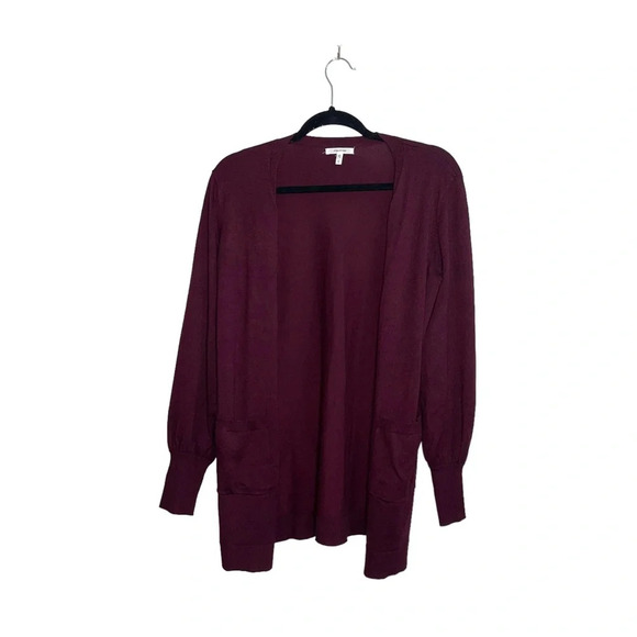 Maurices Burgundy Blouson Sleeve Open Front Cardigan Small Women’s - Picture 2 of 11